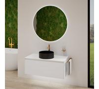 rivea Dia soleado mobile La: 100 cm con 1 scomparto estraibile, lavabo nero opaco, con specchio illuminato Kanya,, BR0535BM+BR0107WM+BR2028MI, Dia soleado [Mobili da Bagno > Set Mobili da Bagno]