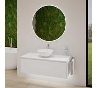 rivea Dia soleado mobile La: 120 cm con 1 scomparto estraibile, lavabo Ø 42 bianco, con specchio illuminato Kanya,, BR0532WH+BR0108WM+BR2028MI, Dia soleado [Mobili da Bagno > Set Mobili da Bagno]