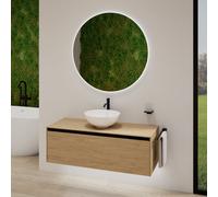 rivea Dia soleado mobile La: 120 cm con 1 scomparto estraibile, lavabo Ø 42 bianco opaco, con specchio illuminato Kanya,, BR0532WM+BR0108SO+BR2028MI, Dia soleado [Mobili da Bagno > Set Mobili da Bagno
