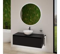 rivea Dia soleado mobile La: 120 cm con 1 scomparto estraibile, lavabo Ø 42 bianco opaco, con specchio illuminato Kanya,, BR0532WM+BR0108BM+BR2028MI, Dia soleado [Mobili da Bagno > Set Mobili da Bagno