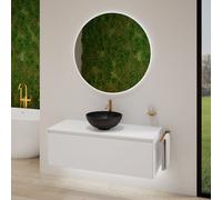 rivea Dia soleado mobile La: 120 cm con 1 scomparto estraibile, lavabo Ø 42 nero opaco, con specchio illuminato Kanya,, BR0532BM+BR0108WM+BR2028MI, Dia soleado [Mobili da Bagno > Set Mobili da Bagno]