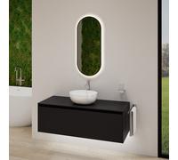 rivea Dia soleado mobile La: 120 cm con 1 scomparto estraibile, lavabo bianco, con specchio illuminato Picabo,, BR0526WH+BR0108BM+BR2001MI, Dia soleado [Mobili da Bagno > Set Mobili da Bagno]