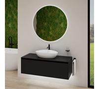 rivea Dia soleado mobile La: 120 cm con 1 scomparto estraibile, lavabo bianco, con specchio illuminato Kanya,, BR0536WH+BR0108BM+BR2028MI, Dia soleado [Mobili da Bagno > Set Mobili da Bagno]