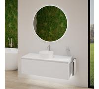 rivea Dia soleado mobile La: 120 cm con 1 scomparto estraibile, lavabo bianco, con specchio illuminato Kanya,, BR0535WH+BR0108WM+BR2028MI, Dia soleado [Mobili da Bagno > Set Mobili da Bagno]