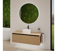 rivea Dia soleado mobile La: 120 cm con 1 scomparto estraibile, lavabo bianco, con specchio illuminato Kanya,, BR0535WH+BR0108SO+BR2028MI, Dia soleado [Mobili da Bagno > Set Mobili da Bagno]