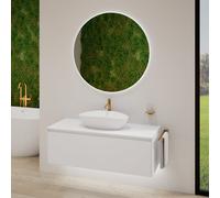 rivea Dia soleado mobile La: 120 cm con 1 scomparto estraibile, lavabo bianco opaco, con specchio illuminato Kanya,, BR0536WM+BR0108WM+BR2028MI, Dia soleado [Mobili da Bagno > Set Mobili da Bagno]