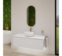 rivea Dia soleado mobile La: 120 cm con 1 scomparto estraibile, lavabo bianco opaco, con specchio illuminato Picabo, BR0526WM+BR0108WM+BR2003MI, Dia soleado [Mobili da Bagno > Set Mobili da Bagno]