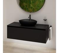 rivea Dia soleado mobile La: 120 cm con 1 scomparto estraibile, lavabo nero opaco,, BR0536BM+BR0108BM, Dia soleado [Mobili da Bagno > Mobili con Lavabo Integrato]
