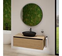 rivea Dia soleado mobile La: 120 cm con 1 scomparto estraibile, lavabo nero opaco, con specchio illuminato Maila, BR0536BM+BR0108SO+BR2018MI, Dia soleado [Mobili da Bagno > Set Mobili da Bagno]