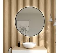 rivea Dia specchio illuminato Ø 100 cm, con effetto alba e cornice d’accento nera opaca, BR0133MI, Dia [Specchi > Specchi]