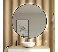 rivea Dia specchio illuminato Ø 120 cm, con effetto alba e cornice d’accento nera opaca, BR0134MI, Dia [Specchi > Specchi]