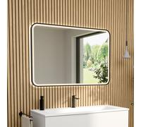 rivea Dia specchio illuminato La: 120 A: 80 cm, con effetto alba e cornice d’accento nera opaca, BR0139MI, Dia [Specchi > Specchi]