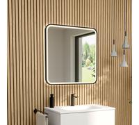 rivea Dia specchio illuminato La: 80 A: 80 cm, con effetto alba e cornice d’accento nera opaca, BR0137MI, Dia [Specchi > Specchi]