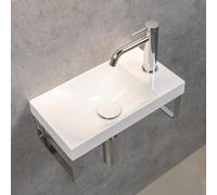 rivea lavabo per le mani Picabo con portasciugamani La: 40 A: 10,2 P: 22 cm, con superficie facile da pulire, BR0577WH+BN081010, Picabo bianco [Lavabi > Lavamani]