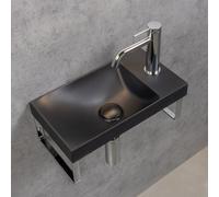 rivea lavabo per le mani Picabo con portasciugamani La: 40 A: 10,2 P: 22 cm, con superficie facile da pulire, BR0577BM+BN081010, Picabo nero opaco [Lavabi > Lavamani]