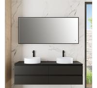 rivea Maila specchio illuminato La: 160 cm, con cornice d’accento nera opaca, BR2015MI, Maila [Specchi > Specchi]