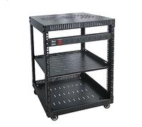 RIVECO Rack di rete 12U con ruote per server, armadio stereo a telaio aperto con coperchio superiore e inferiore ventilato, fori rotondi pali fori quadrati disponibili