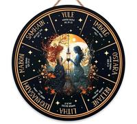 RIVEENY Ruota dell'anno da appendere alla parete, 30,5 cm, cartello con la conoscenza della stregoneria, decorazione lunare, decorazione per Halloween, stregoneria, cartello da mago, decorazione