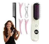 Rivegno a piacimento a corda senza filo - Rivegno per pattini ricaricabili | Raddrizzando ferro con pettine integrata | Curls a 3 temps portatili piastro per la casa per capelli sottili a corto sottil