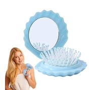 Rivegno di viaggio pieghevole - a forma di conchiglia a tasca - set di specchi per trucco, pettine di massaggio del cuoio capelluto per curare le donne ogni giorno in casa doccia in palestra a