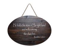 Rivelazione 1:20 2:1 He Hold The Stars in His Right Hand And Walks Among The Churches Hanging Cartello in legno rustico da parete in legno con citazioni targa artigianale poster ufficio nuova