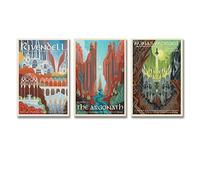 Rivendell Set di 3 poster da viaggio LOTR - Il Signore degli Anelli - Poster vintage retrò per decorazione d'interni - Decorazione murale da appendere - Poster decorativi (40 x 60 cm)