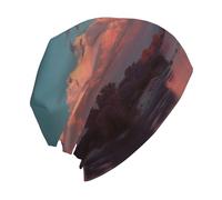 River and The Great Sky Print - Berretto invernale da uomo e donna, ideale per il freddo, escursionismo, sci, colore: nero