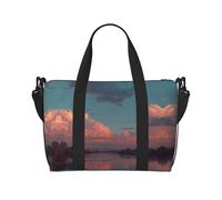 River and The Great Sky Print Borsa da palestra da donna, borsa per la notte, borsa per oggetti personali, borsa a tracolla per donne e uomini, taglia unica