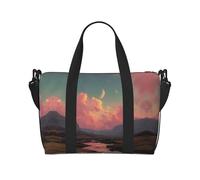 River and The Great Sky Print Borsa da palestra da donna, borsa per la notte, borsa per oggetti personali, borsa a tracolla per donne e uomini, taglia unica