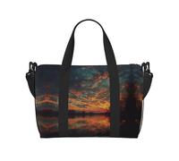 River and The Great Sky Print Borsa da palestra da donna, borsa per la notte, borsa per oggetti personali, borsa a tracolla per donne e uomini, taglia unica