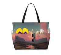 River and The Great Sky Print - Borsa da viaggio da spiaggia di grande capacità, impermeabile, con cerniera e tasca, borsa tote per viaggi, shopping, piscina