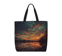River and The Great Sky Print Canvas Tote Bag per le donne borsa della spesa riutilizzabile grande palestra tela panno sacchetto portatile borsa della spesa con tasca interna