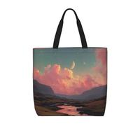River and The Great Sky Print Canvas Tote Bag per le donne borsa della spesa riutilizzabile grande palestra tela panno sacchetto portatile borsa della spesa con tasca interna