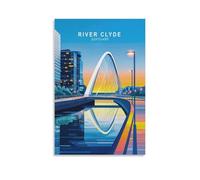 River Clyde, stampa artistica da parete su tela, motivo: viaggio in Scozia, per soggiorno, camera da letto, bagno, ufficio, decorazione per la casa, 40 x 60 cm