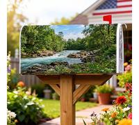 River Coperture magnetiche per cassette postali, copertura stagionale per cassetta postale con alberi rustici natura rocce verde estivo per decorazione portico anteriore 53 x 65,5 cm