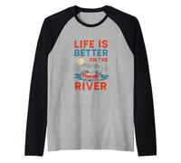 River Float Trip Life is Better on the River Womens Fun Maglia con Maniche Raglan