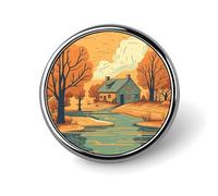 River in Front of House Distintivo rotondo personalizzato in metallo spilla da bavero distintivo adatto per abbigliamento borse cappello spilla stampata umoristica distintivo decorazioni per feste
