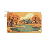 River in Front of House Portafoglio in tela sottile leggero portafogli durevole con cerniera porta carte per uomini donne