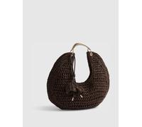 River Island Borsa a paletta con manico in metallo e rafia di River Island one Marrone