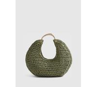 River Island Borsa a paletta con manico in metallo e rafia di River Island one verde