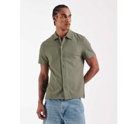 River Island - Camicia attillata verde a coste M