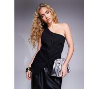 River Island - Gilet in denim nero asimmetrico 36