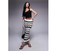 River Island - Gonna lunga all'uncinetto nera con motivo a spina di pesce-Nero S