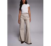 River Island - Jeans a fondo super ampio beige a righe-Neutro 8 L30
