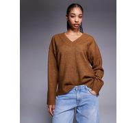 River Island - Maglione marrone con scollo a V-Arancione S