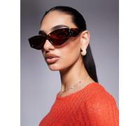 River Island - Occhiali da sole cat-eye sottili tartarugati-Marrone One Size