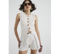 River Island - Pantaloncini sartoriali bianchi a righe-Bianco 46