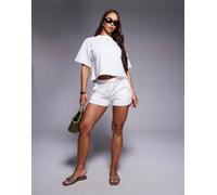 River Island - Pantaloncini stile running bianchi con pannelli e rovescio a ricci-Bianco S