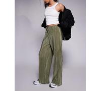 River Island - Pantaloni plissé a fondo ampio verdi-Verde S