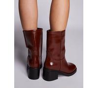 River Island - Stivali al polpaccio marroni con tacco largo-Marrone 38